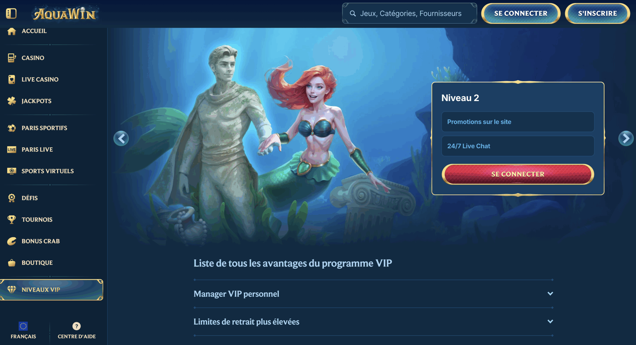 AquaWin Casino France Programme VIP 2
