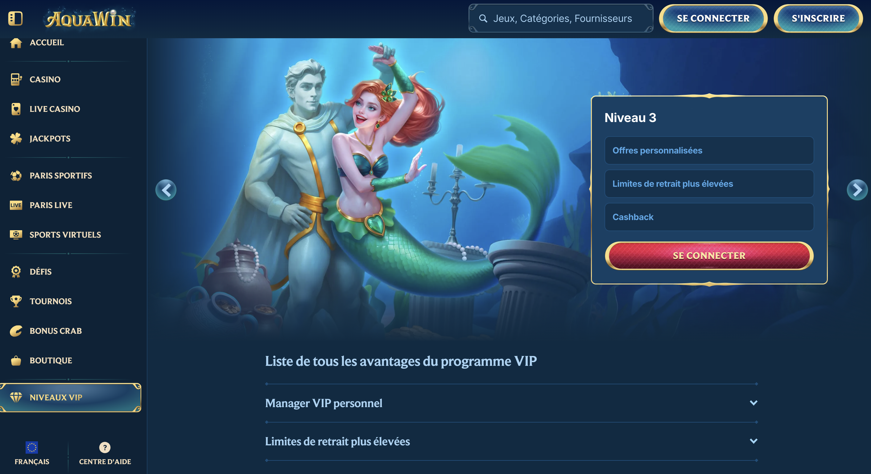 AquaWin Casino France Programme VIP 3