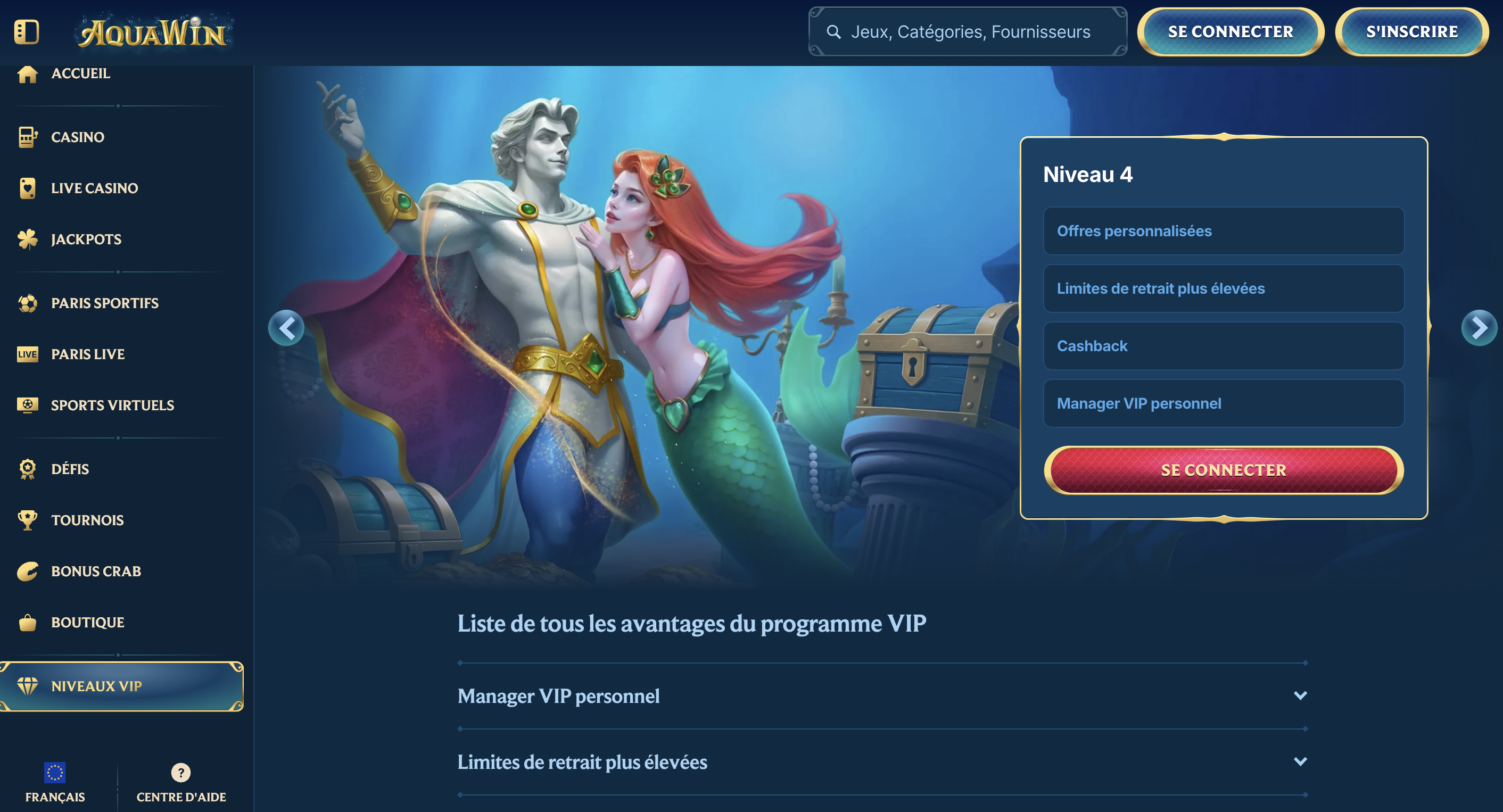 AquaWin Casino France Programme VIP 4
